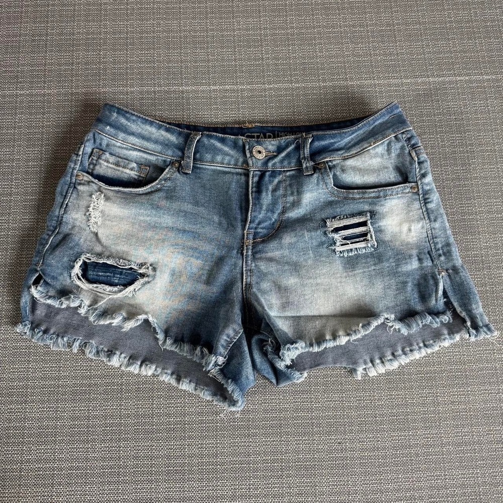 Vanilla Star high low shortie denim shorts